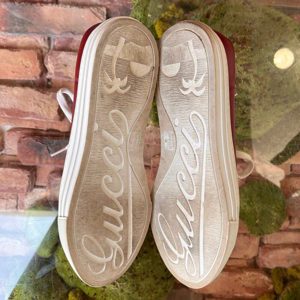 GUCCI Red Leather Mens Sneakers 10(10.5US) - Picture 8 of 10